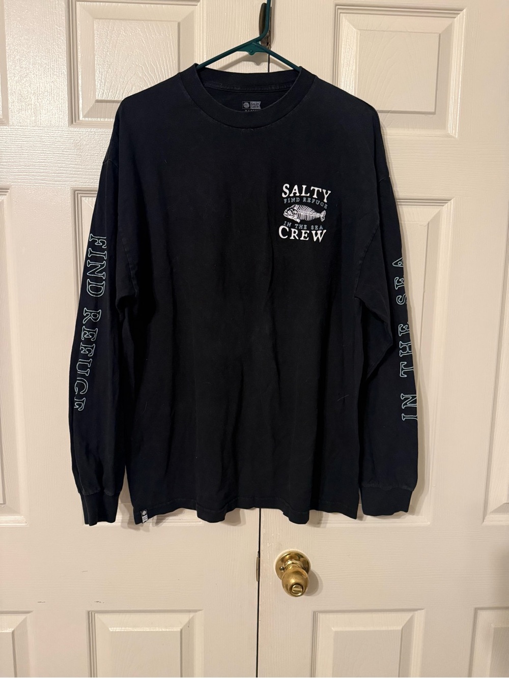 Salty Crew Black Long Sleeve Graphic Tee with White Logo